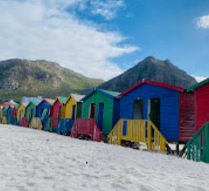 Colourful beach huts at Muizenberg, Cape Town