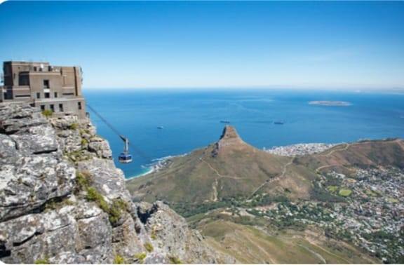 Table Mountain cable car over Cape Town